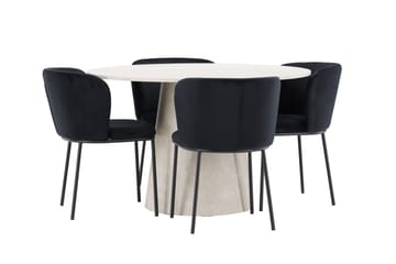 Rund matgrupp Venture Home Svart Beige 4st - Møbler - Bord - Spisegrupper