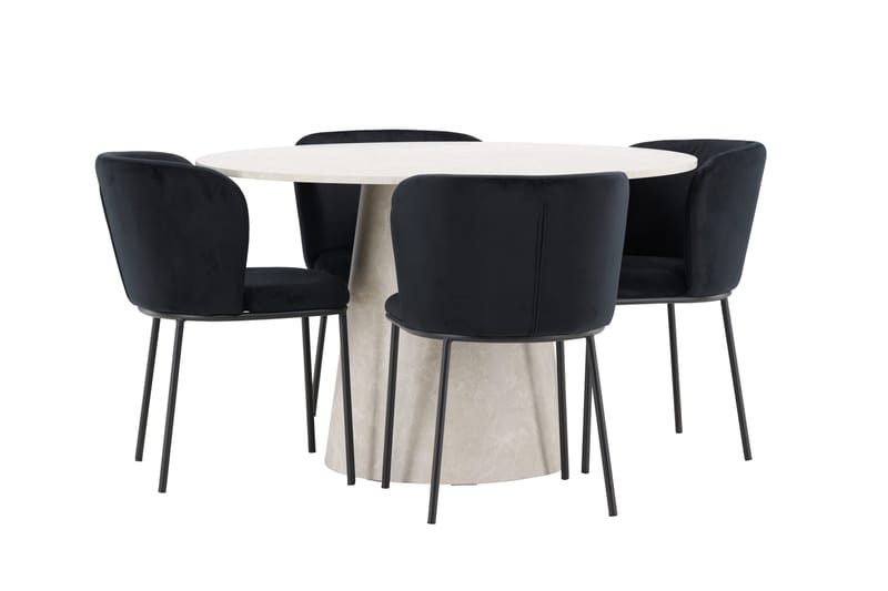 Rund matgrupp Venture Home Svart Beige 4st - Møbler - Bord - Spisegrupper