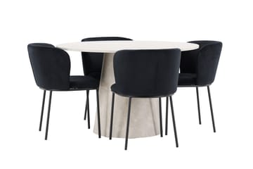 Rund matgrupp Venture Home Svart Beige 4st - Møbler - Bord - Spisegrupper