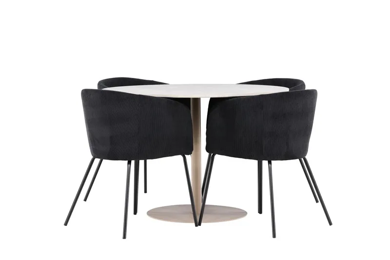 Rund matgrupp Venture Home Svart Beige 4st - Møbler - Bord - Spisegrupper