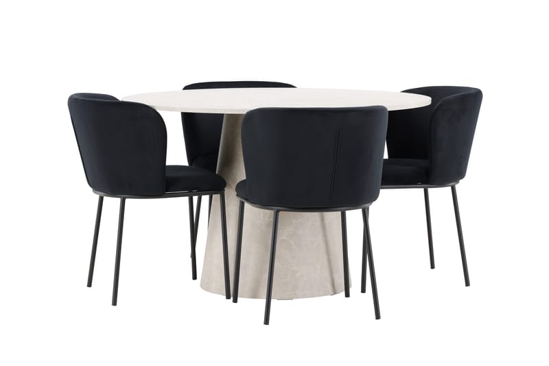 Rund matgrupp Venture Home Svart Beige 4st - Møbler - Bord - Spisegrupper