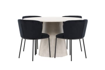 Rund matgrupp Venture Home Svart Beige 4st - Møbler - Bord - Spisegrupper