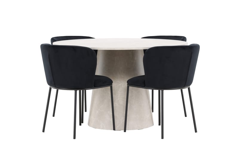 Rund matgrupp Venture Home Svart Beige 4st - Møbler - Bord - Spisegrupper