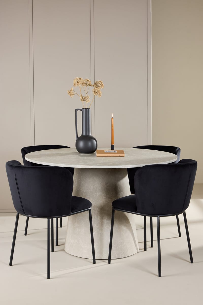 Rund matgrupp Venture Home Svart Beige 4st - Møbler - Bord - Spisegrupper
