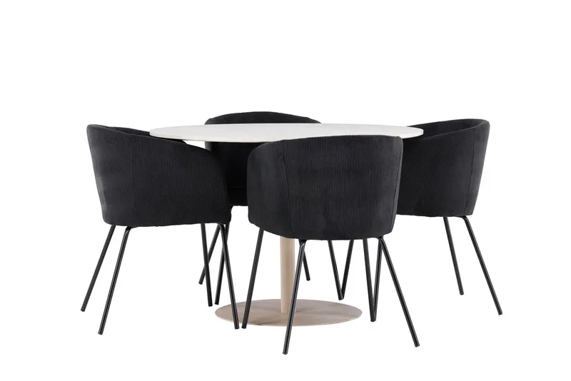 Rund matgrupp Venture Home Svart Beige 4st - Møbler - Bord - Spisegrupper