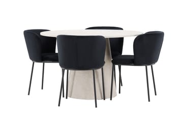 Rund matgrupp Venture Home Svart Beige 4st - Møbler - Bord - Spisegrupper
