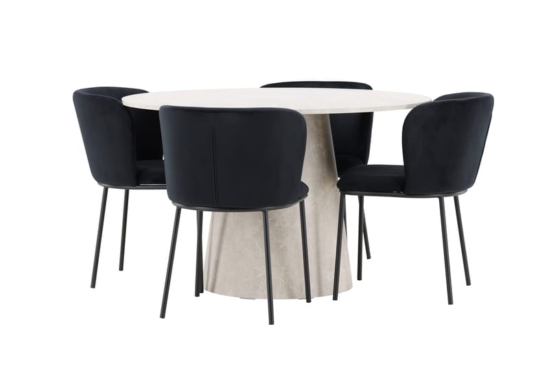 Rund matgrupp Venture Home Svart Beige 4st - Møbler - Bord - Spisegrupper