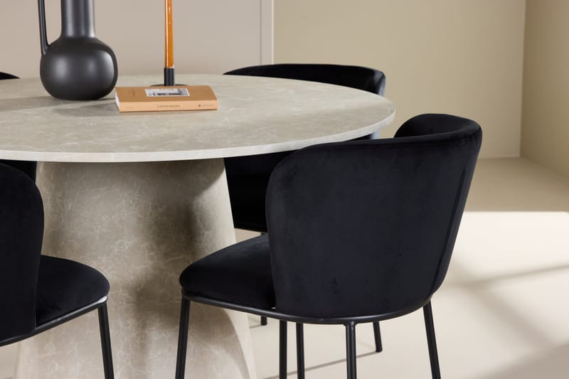 Rund matgrupp Venture Home Svart Beige 4st - Møbler - Bord - Spisegrupper