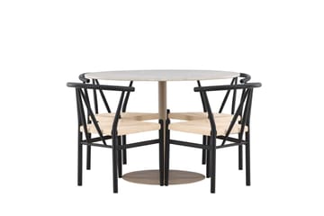 Rund matgrupp Venture Home Svart Beige 4st - Møbler - Bord - Spisegrupper