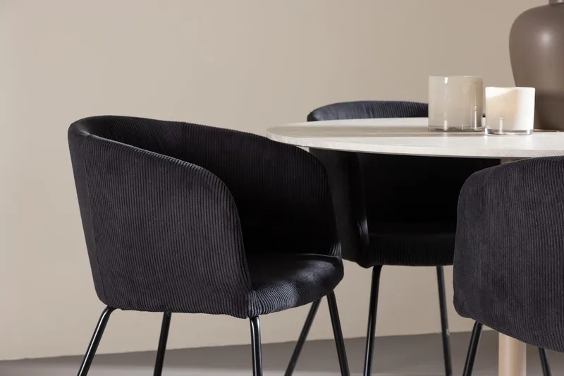 Rund matgrupp Venture Home Svart Beige 4st - Møbler - Bord - Spisegrupper