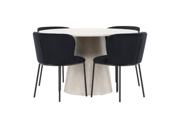 Rund matgrupp Venture Home Svart Beige 4st - Møbler - Bord - Spisegrupper