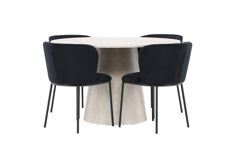 Rund matgrupp Venture Home Svart Beige 4st - Møbler - Bord - Spisegrupper