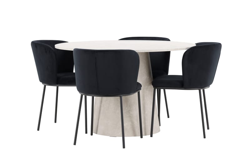 Rund matgrupp Venture Home Svart Beige 4st - Møbler - Bord - Spisegrupper