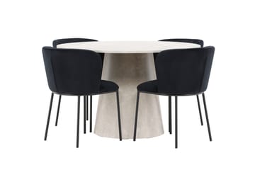 Rund matgrupp Venture Home Svart Beige 4st - Møbler - Bord - Spisegrupper