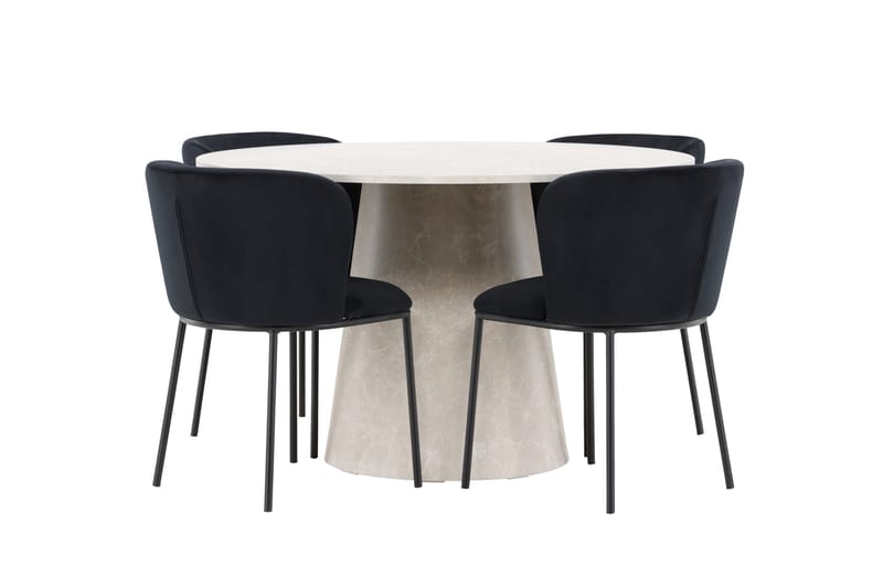Rund matgrupp Venture Home Svart Beige 4st - Møbler - Bord - Spisegrupper
