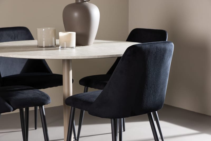 Rund matgrupp Venture Home Svart Beige 4st - Møbler - Bord - Spisegrupper