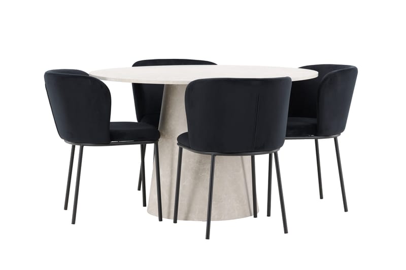 Rund matgrupp Venture Home Svart Beige 4st - Møbler - Bord - Spisegrupper