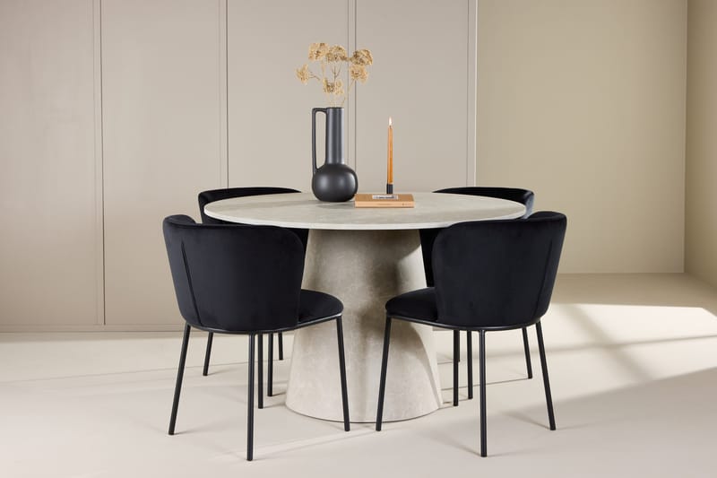 Rund matgrupp Venture Home Svart Beige 4st - Møbler - Bord - Spisegrupper