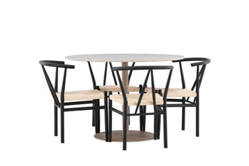 Rund matgrupp Venture Home Svart Beige 4st - Møbler - Bord - Spisegrupper