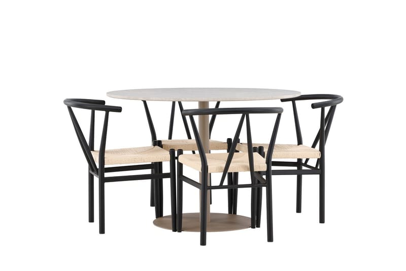 Rund matgrupp Venture Home Svart Beige 4st - Møbler - Bord - Spisegrupper