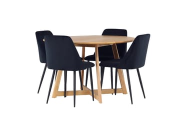Rund matgrupp Venture Home Svart Brun 4st - Møbler - Bord - Spisegrupper