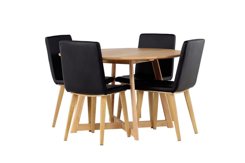Rund matgrupp Venture Home Svart Brun 4st - Møbler - Bord - Spisegrupper