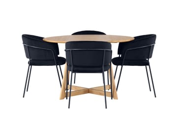 Rund matgrupp Venture Home Svart Brun 4st - Møbler - Bord - Spisegrupper