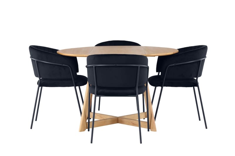Rund matgrupp Venture Home Svart Brun 4st - Møbler - Bord - Spisegrupper