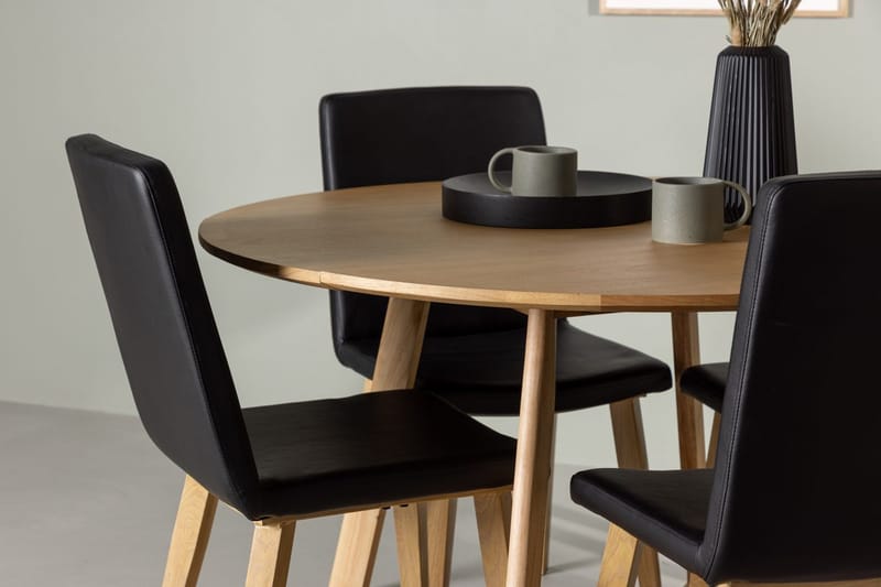 Rund matgrupp Venture Home Svart Brun 4st - Møbler - Bord - Spisegrupper