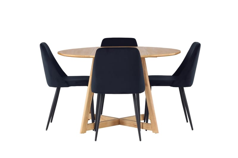 Rund matgrupp Venture Home Svart Brun 4st - Møbler - Bord - Spisegrupper