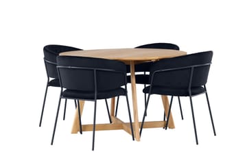 Rund matgrupp Venture Home Svart Brun 4st - Møbler - Bord - Spisegrupper