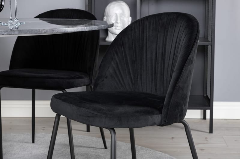 Rund matgrupp Venture Home Svart Grå marmor 4st - Møbler - Bord - Spisegrupper