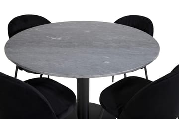 Rund matgrupp Venture Home Svart Grå marmor 4st - Møbler - Bord - Spisegrupper