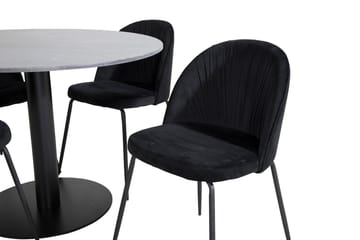 Rund matgrupp Venture Home Svart Grå marmor 4st - Møbler - Bord - Spisegrupper