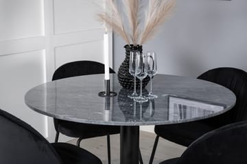 Rund matgrupp Venture Home Svart Grå marmor 4st - Møbler - Bord - Spisegrupper