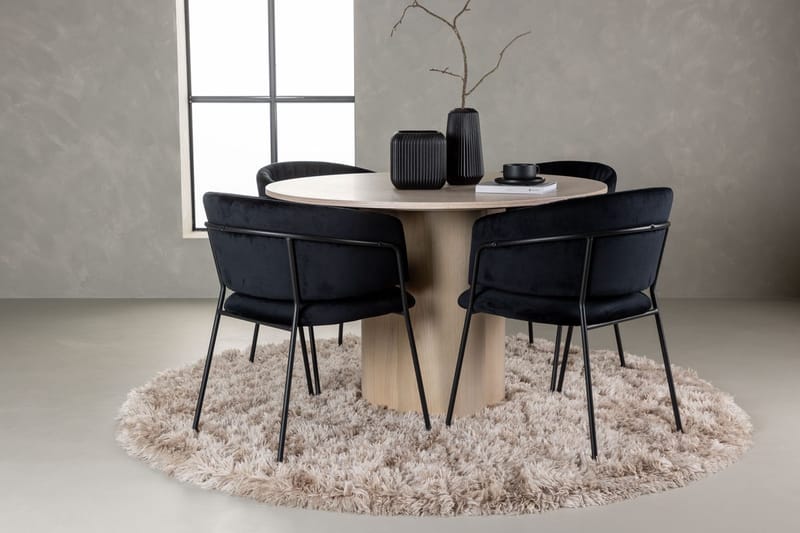 Rund matgrupp Venture Home Svart Ljust trä 4st