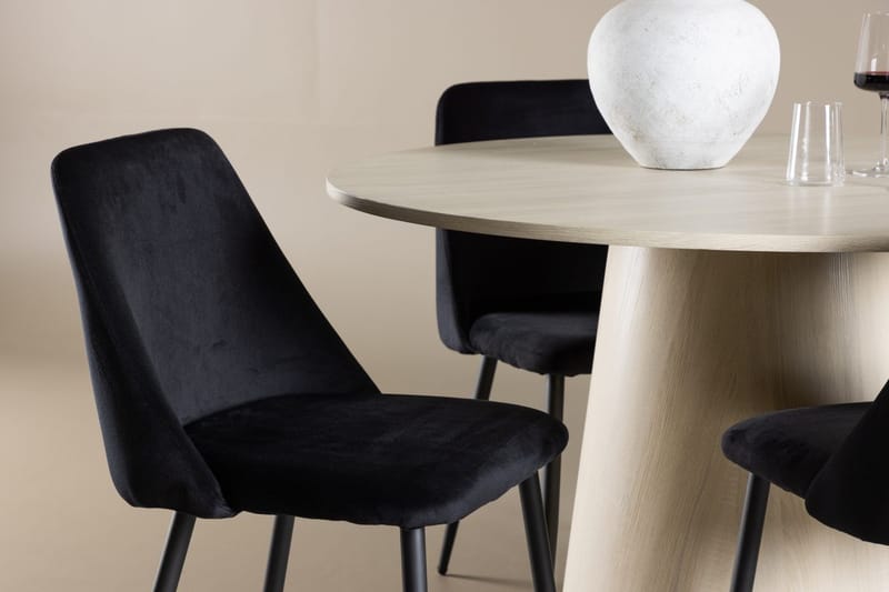 Rund matgrupp Venture Home Svart Ljust trä 4st - Møbler - Bord - Spisegrupper