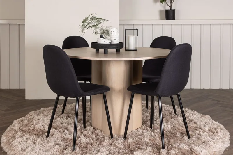 Rund matgrupp Venture Home Svart Ljust trä 4st