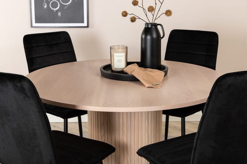 Rund matgrupp Venture Home Svart Ljust trä 4st - Møbler - Bord - Spisegrupper