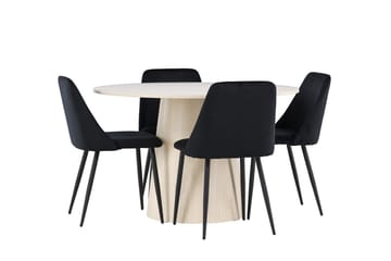 Rund matgrupp Venture Home Svart Ljust trä 4st - Møbler - Bord - Spisegrupper