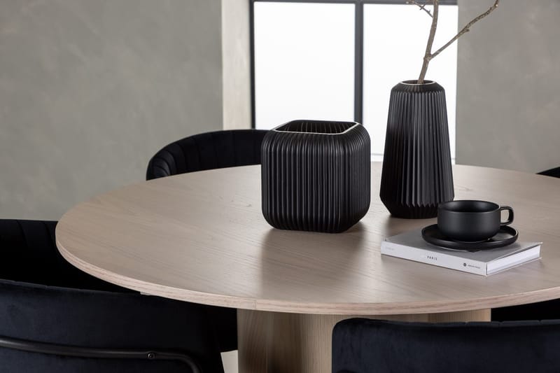 Rund matgrupp Venture Home Svart Ljust trä 4st - Møbler - Bord - Spisegrupper