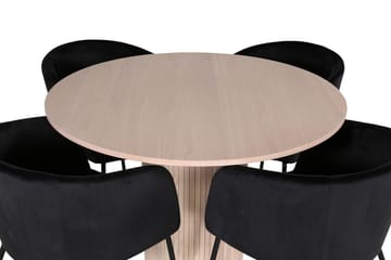 Rund matgrupp Venture Home Svart Ljust trä 4st - Møbler - Bord - Spisegrupper