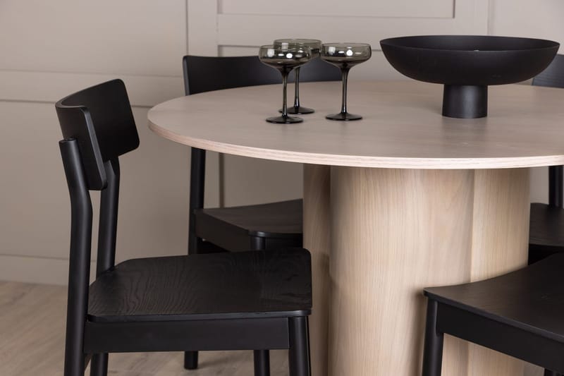 Rund matgrupp Venture Home Svart Ljust trä 4st - Møbler - Bord - Spisegrupper