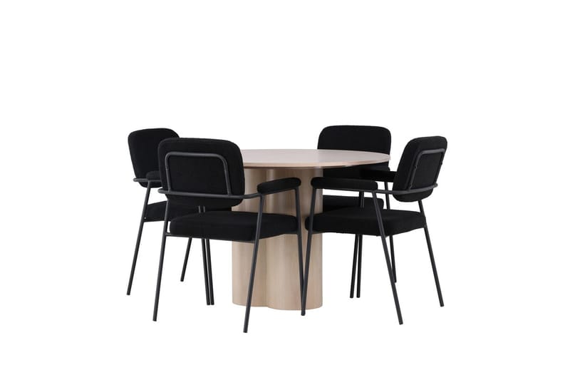 Rund matgrupp Venture Home Svart Ljust trä 4st - Møbler - Bord - Spisegrupper