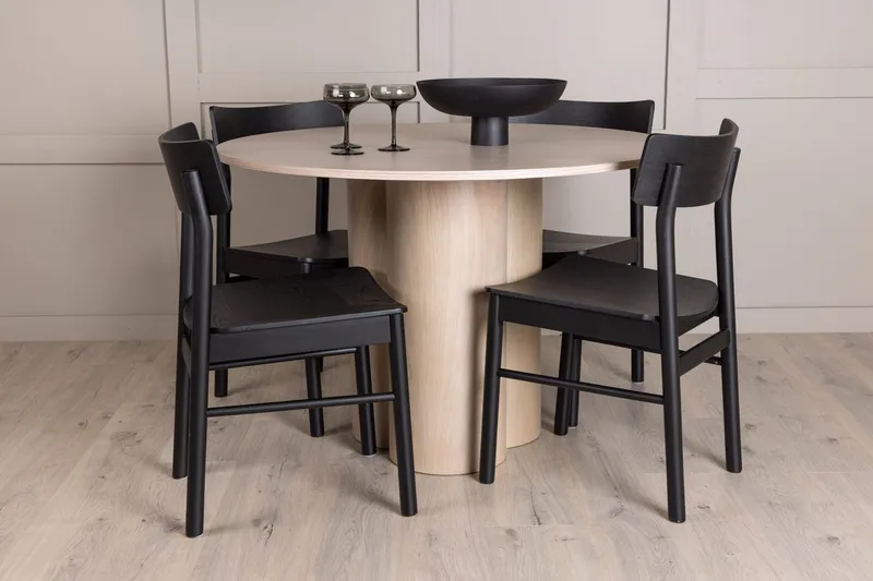 Rund matgrupp Venture Home Svart Ljust trä 4st