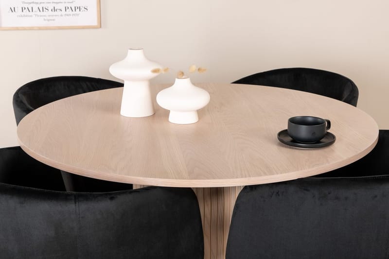 Rund matgrupp Venture Home Svart Ljust trä 4st - Møbler - Bord - Spisegrupper
