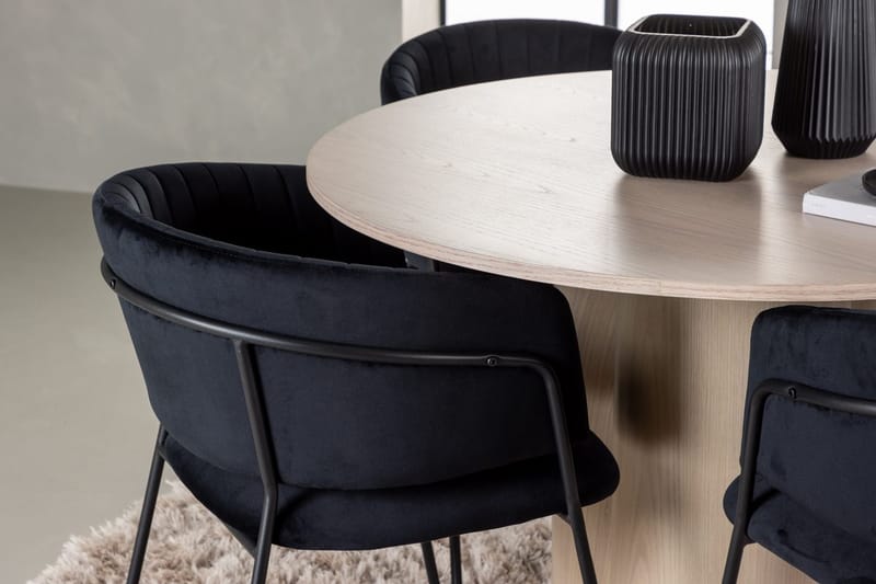Rund matgrupp Venture Home Svart Ljust trä 4st - Møbler - Bord - Spisegrupper