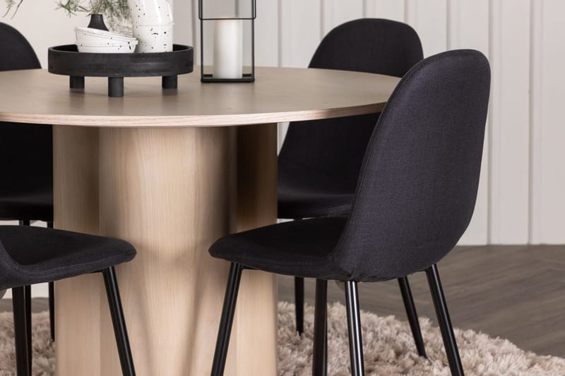 Rund matgrupp Venture Home Svart Ljust trä 4st - Møbler - Bord - Spisegrupper