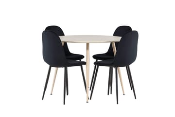 Rund matgrupp Venture Home Svart Ljust trä 4st - Møbler - Bord - Spisegrupper