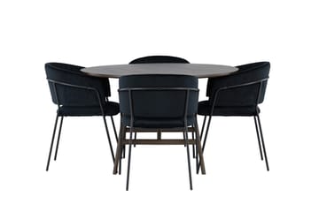 Rund matgrupp Venture Home Svart Mörkbrun 4st - Mørkebrun - Møbler - Bord - Spisegrupper